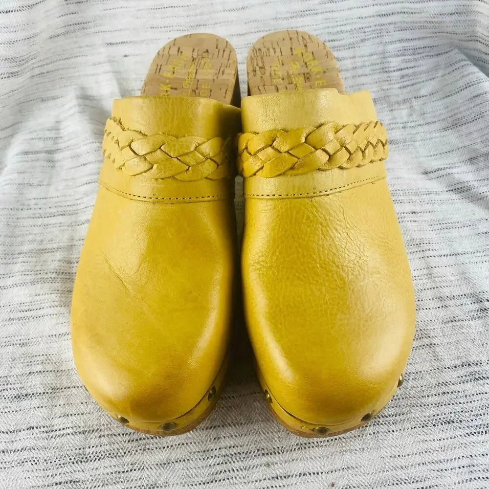 Kork-Ease Yellow Tilly Braided Studded Clog Mule Size 7 Cottage Minimalist NWOB - Picture 3 of 12